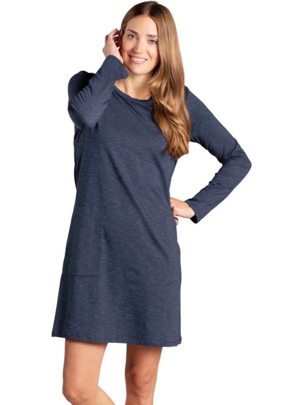 Toad&Co Windmere II Long Sleeve Pullover Crew Neck Cotton Blend Dress Pockets, M